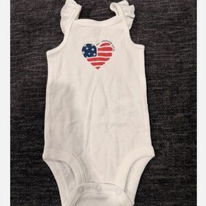 Carter's White Onesie with American Flag Heart